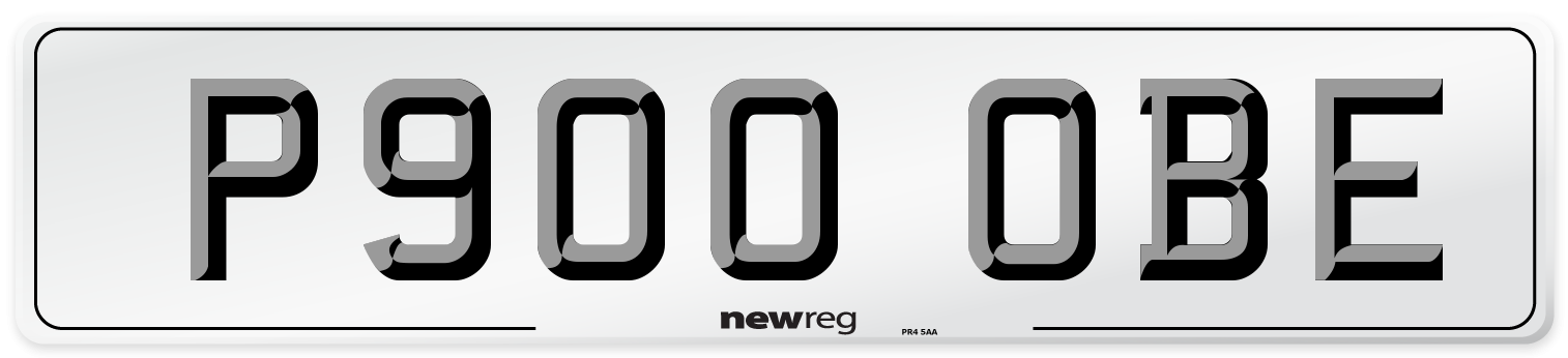 P900 OBE Number Plate from New Reg